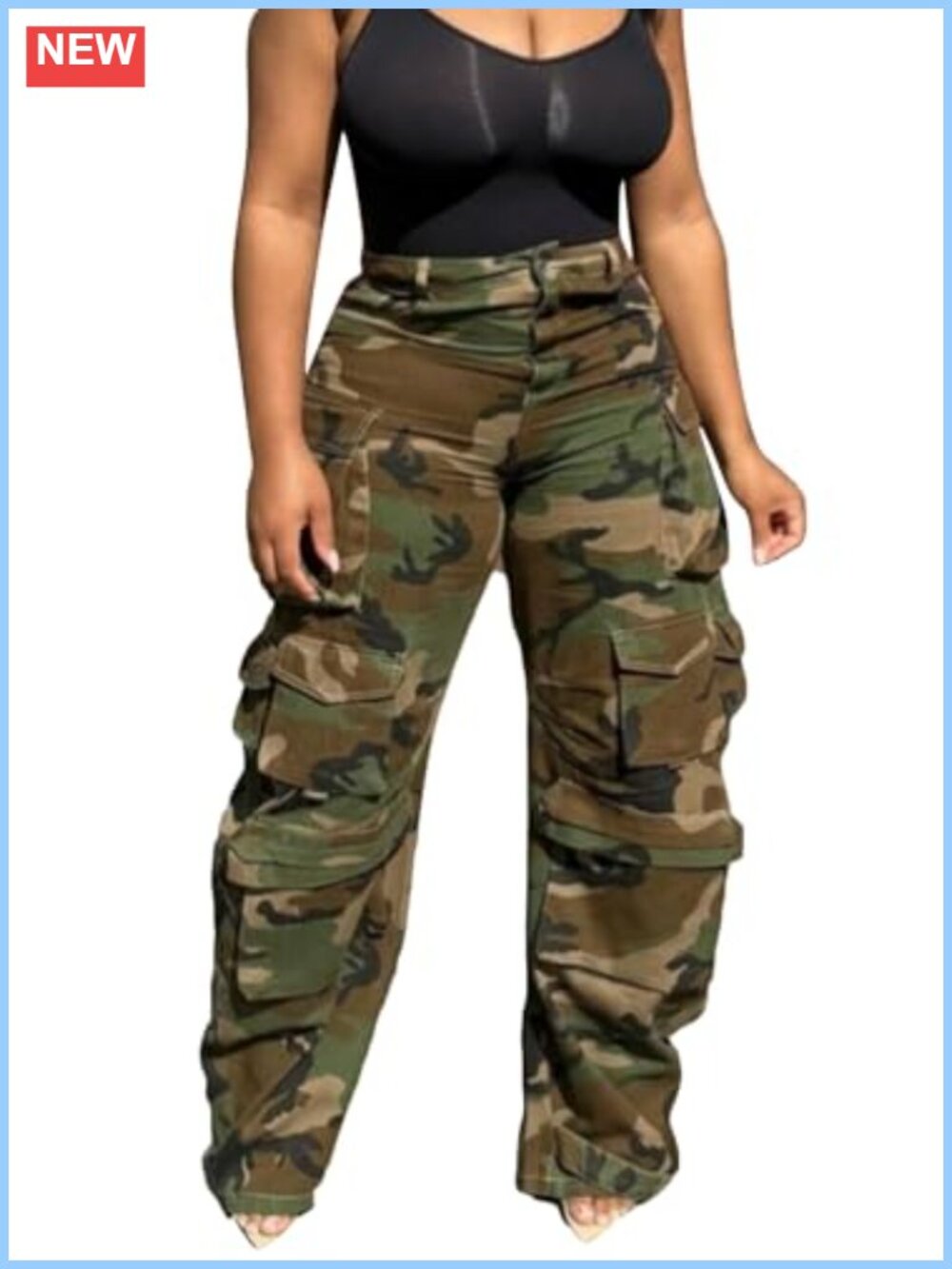 High Waist Baggy Cargo Straight Jeans Y2K Multi Pocket Streetwear